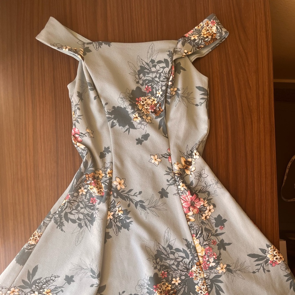 Teeze Me Blue Floral Mini Dress Off-the-Shoulder Small